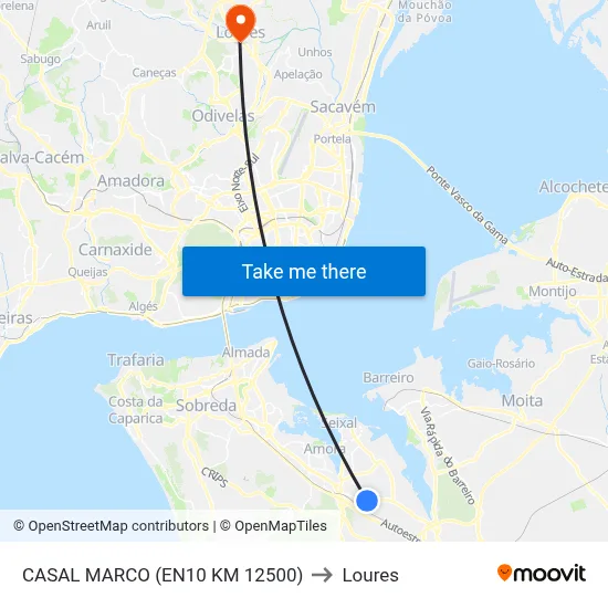 CASAL MARCO (EN10 KM 12500) to Loures map