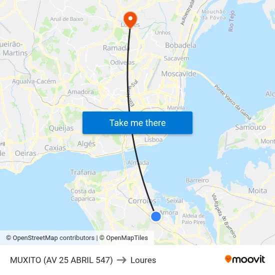 MUXITO (AV 25 ABRIL 547) to Loures map