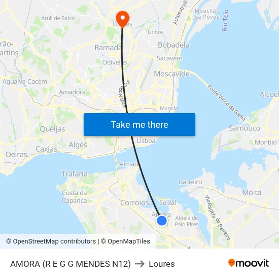 AMORA (R E G G MENDES N12) to Loures map