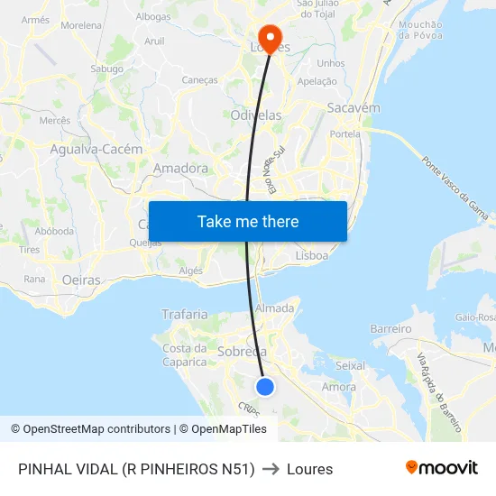 PINHAL VIDAL (R PINHEIROS N51) to Loures map