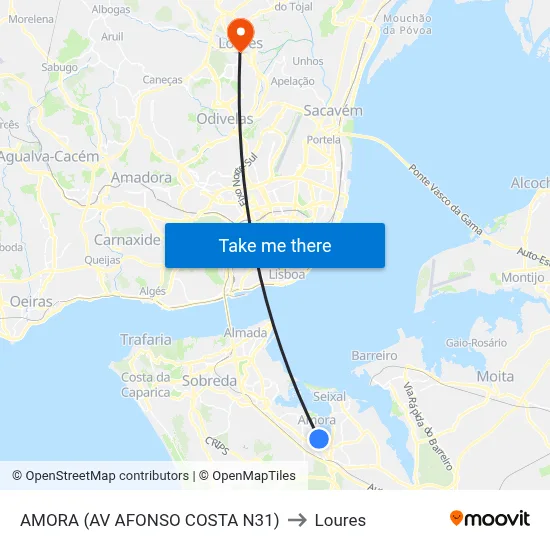 AMORA (AV AFONSO COSTA N31) to Loures map