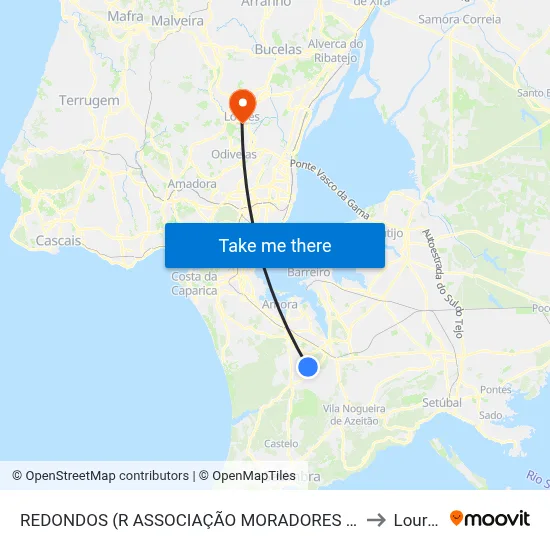 REDONDOS (R ASSOCIAÇÃO MORADORES 595) to Loures map