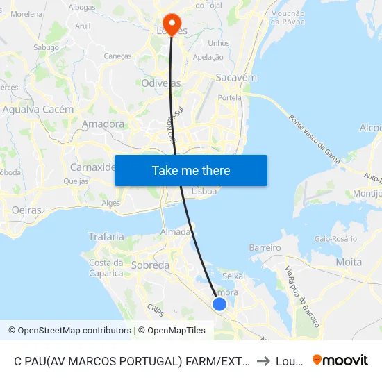 C PAU(AV MARCOS PORTUGAL) FARM/EXTERNATO to Loures map