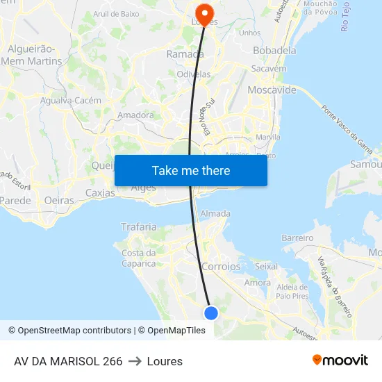 AV DA MARISOL 266 to Loures map