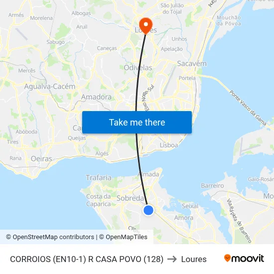 CORROIOS (EN10-1) R CASA POVO (128) to Loures map