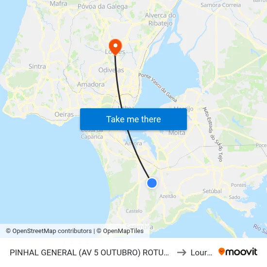 PINHAL GENERAL (AV 5 OUTUBRO) ROTUNDA to Loures map