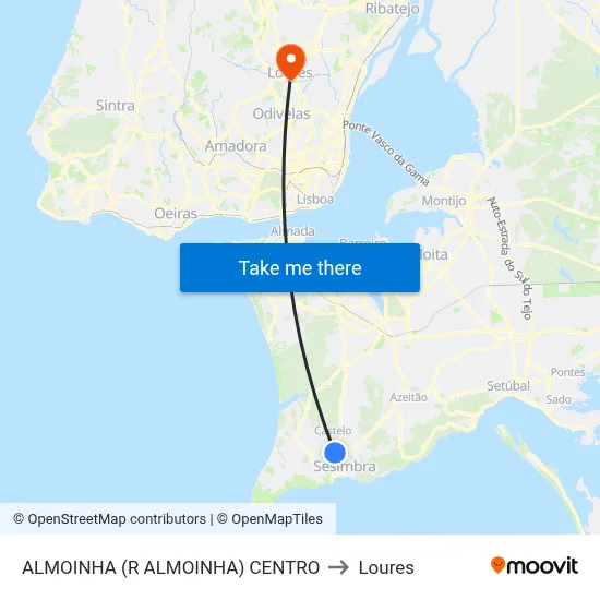 ALMOINHA (R ALMOINHA) CENTRO to Loures map