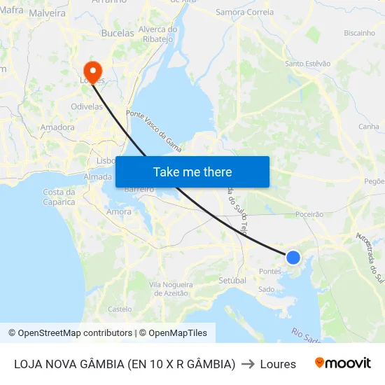 LOJA NOVA GÂMBIA (EN 10 X R GÂMBIA) to Loures map