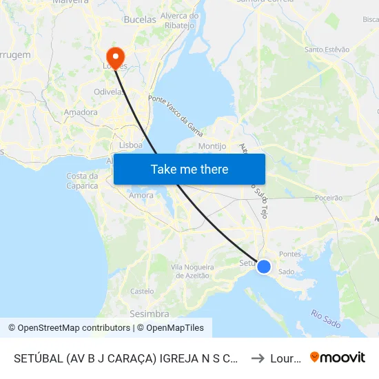 SETÚBAL (AV B J CARAÇA) IGREJA N S CONC to Loures map