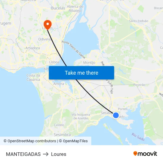 MANTEIGADAS to Loures map