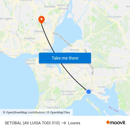 SETÚBAL (AV LUISA TODI 310) to Loures map