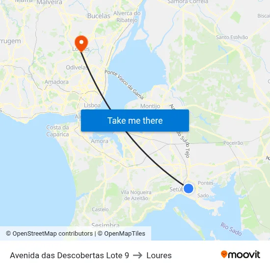 Avenida das Descobertas Lote 9 to Loures map