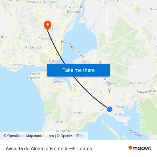 Avenida do Alentejo Frente 6 to Loures map