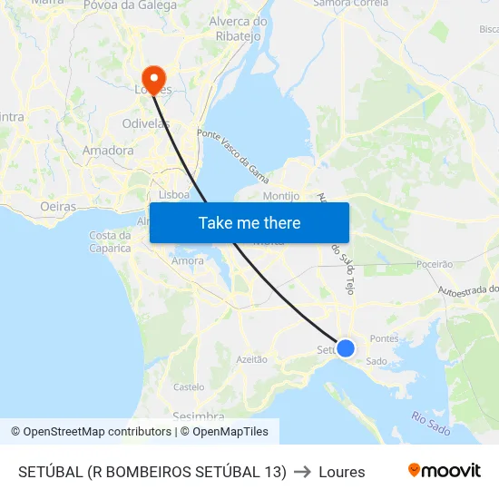 SETÚBAL (R BOMBEIROS SETÚBAL 13) to Loures map