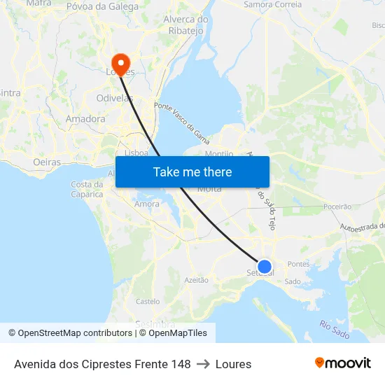Avenida dos Ciprestes Frente 148 to Loures map