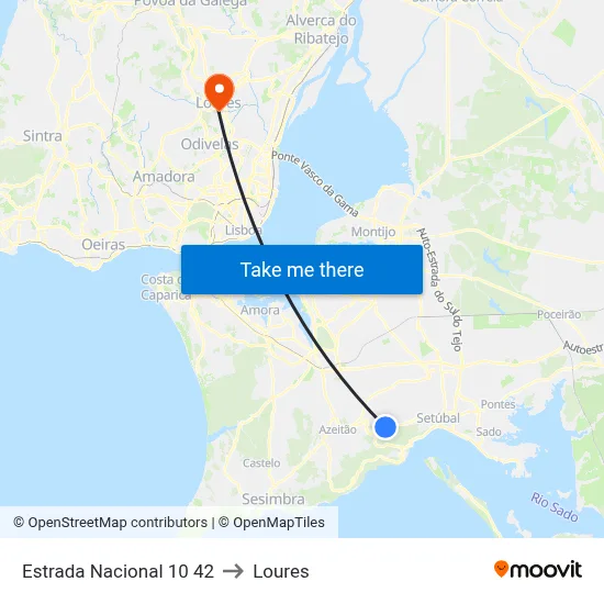 Estrada Nacional 10 42 to Loures map