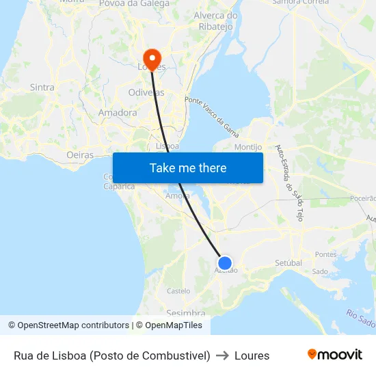 Rua de Lisboa (Posto de Combustivel) to Loures map