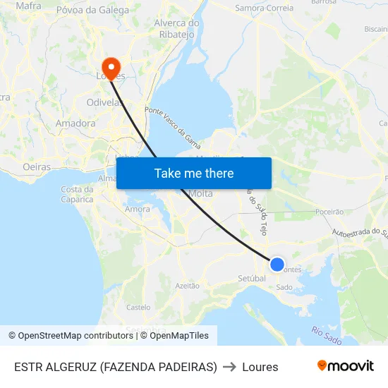ESTR ALGERUZ (FAZENDA PADEIRAS) to Loures map