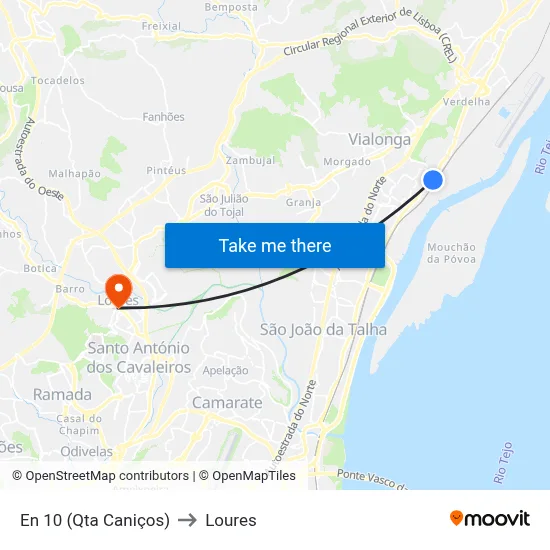 En 10 (Qta Caniços) to Loures map