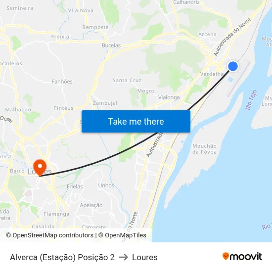 Alverca (Estação) Posição 2 to Loures map