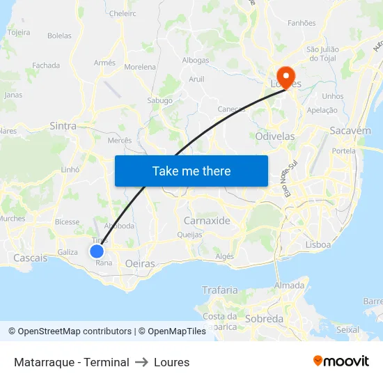 Matarraque - Terminal to Loures map