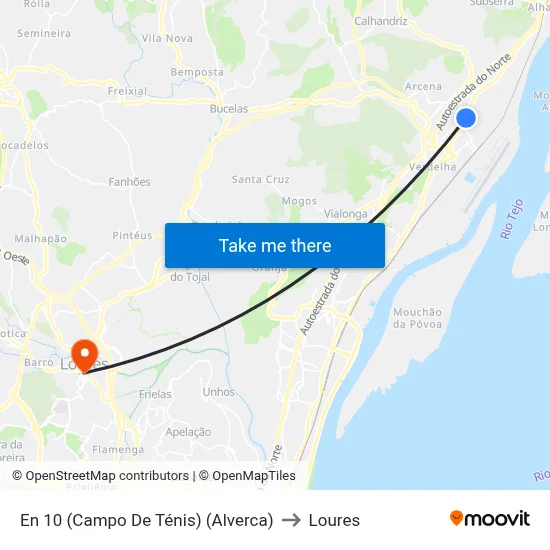 En 10 (Campo De Ténis) (Alverca) to Loures map