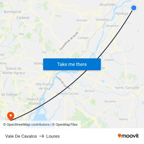 Vale De Cavalos to Loures map