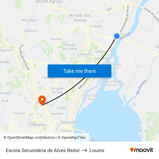 Escola Secundária de Alves Redol to Loures map