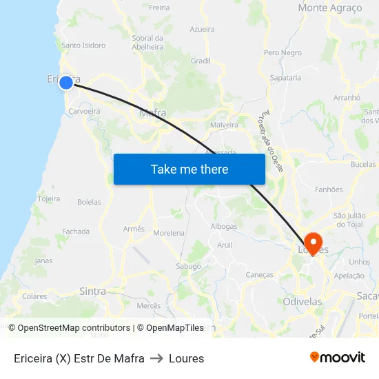 Ericeira (X) Estr De Mafra to Loures map