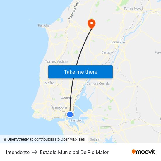 Intendente to Estádio Municipal De Rio Maior map