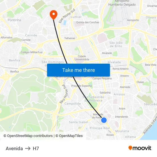 Avenida to H7 map