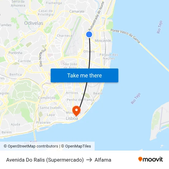 Avenida Do Ralis (Supermercado) to Alfama map