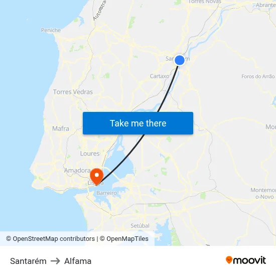 Santarém to Alfama map