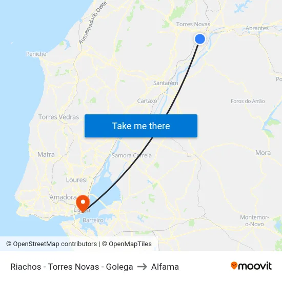 Riachos - Torres Novas - Golega to Alfama map