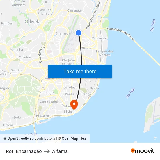 Rot. Encarnação to Alfama map