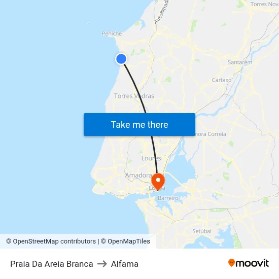 Praia Da Areia Branca to Alfama map