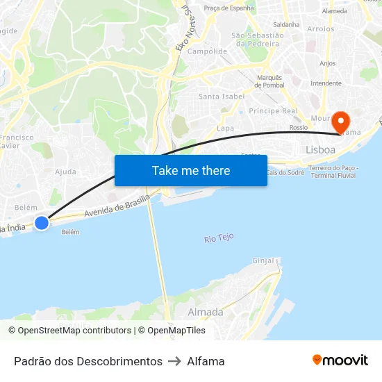 Padrão dos Descobrimentos to Alfama map