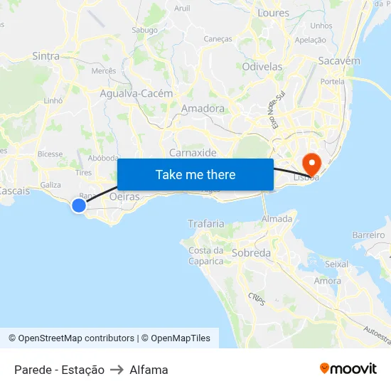 Parede - Estação to Alfama map