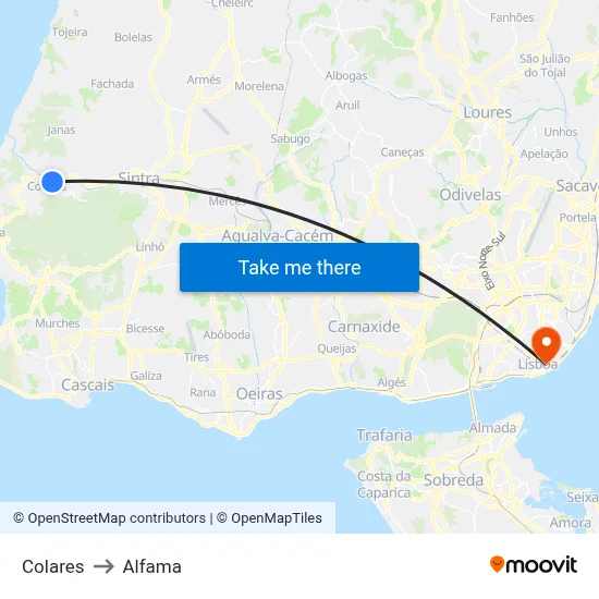 Colares to Alfama map