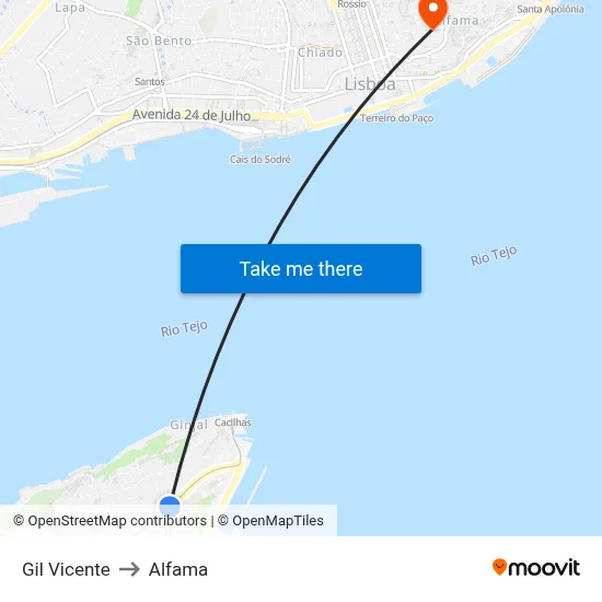 Gil Vicente to Alfama map