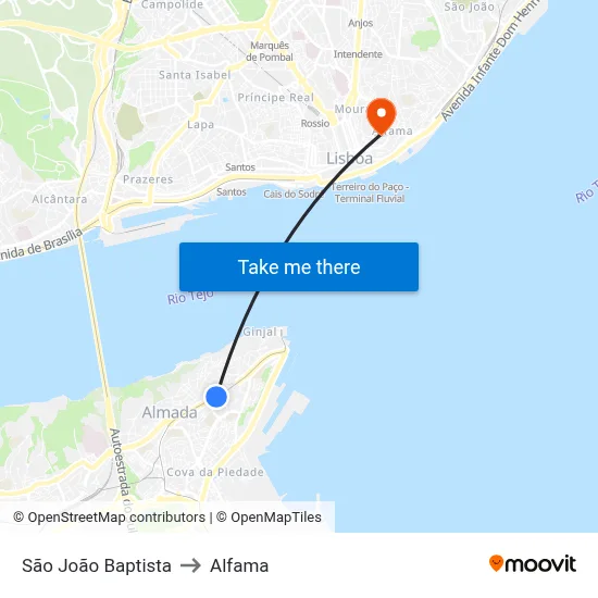 São João Baptista to Alfama map