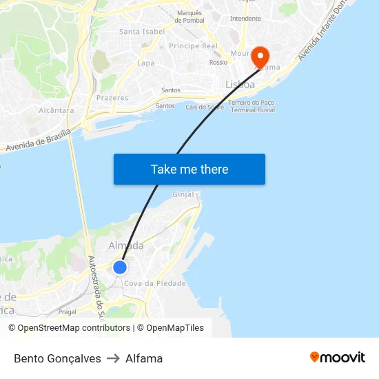 Bento Gonçalves to Alfama map