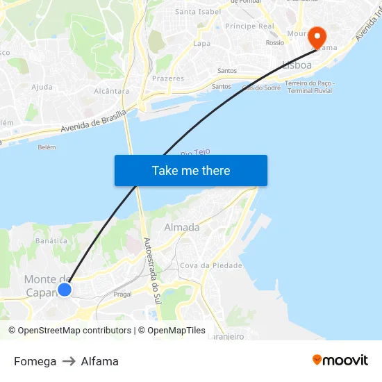 Fomega to Alfama map