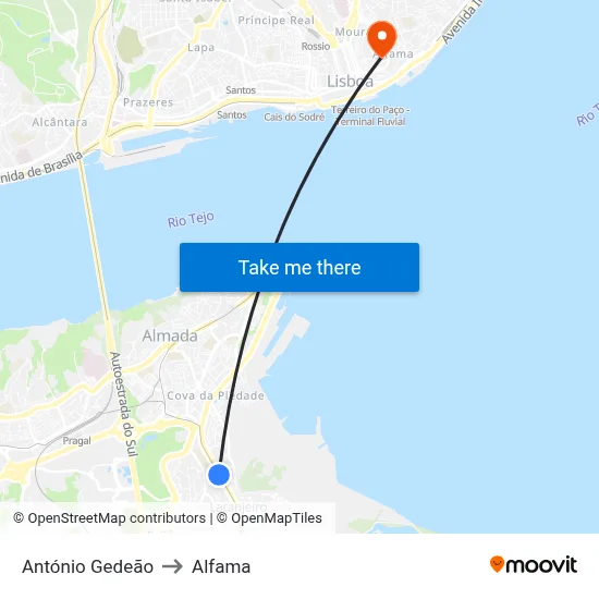 António Gedeão to Alfama map
