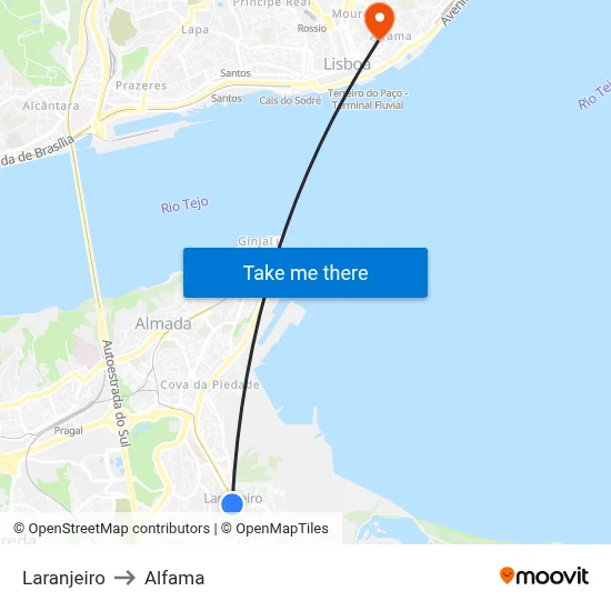 Laranjeiro to Alfama map