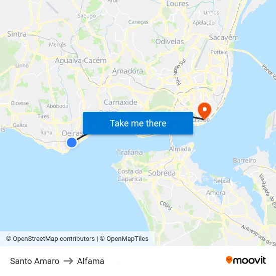 Santo Amaro to Alfama map
