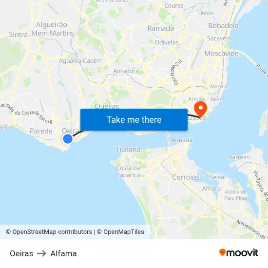 Oeiras to Alfama map