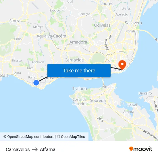 Carcavelos to Alfama map