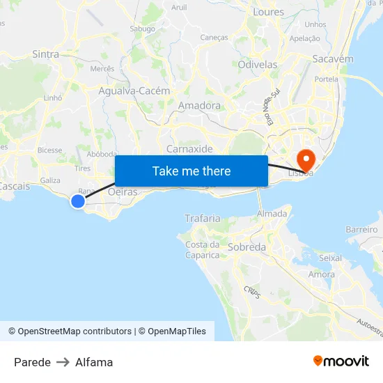 Parede to Alfama map