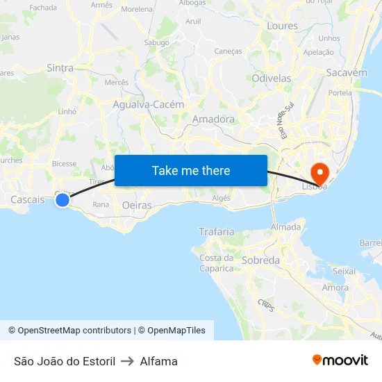 São João do Estoril to Alfama map